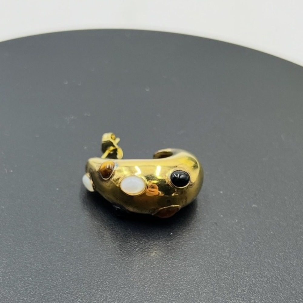 MISSOMA Savi Dome Medium Onyx MOP Tiger's Eye Gemstone Hoop Earring *Single - Picture 2 of 10